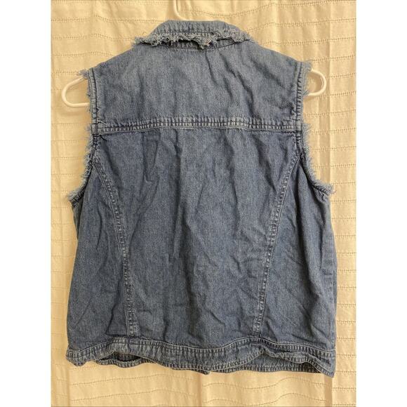 Signature By Jerell Denim Vest Women’s Medium Blue Embroidered Cotton - Picture 5 of 7